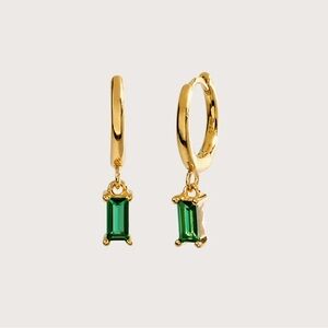 Cadena Raena Arden earrings waterproof mini huggie + faux emerald lightweight